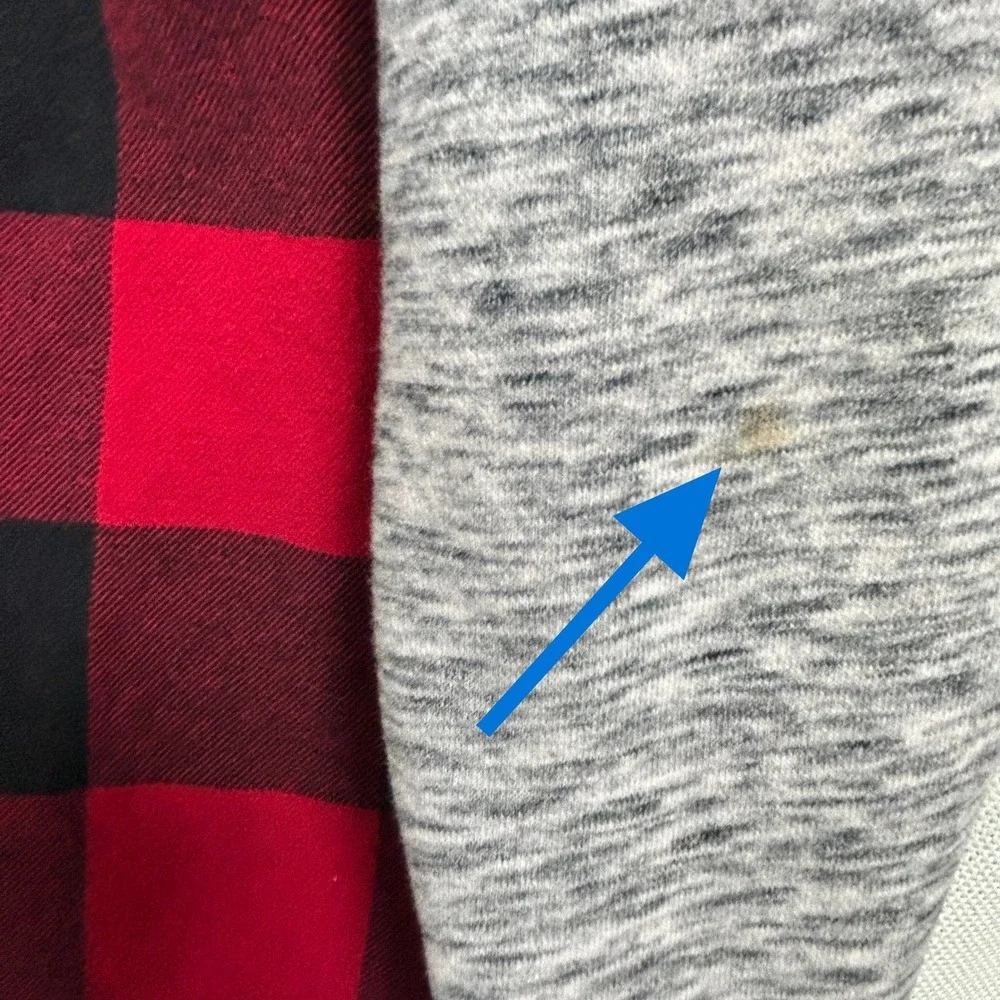 Hollister Hooded Flannel Mens M Buffalo Plaid Red Black Hoodie Shacket Shirt